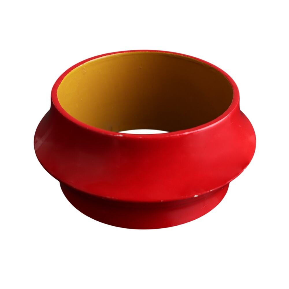 Vintage Chunky Retro 80s Red Plastic Bangle Bracelet With Yellow Interior